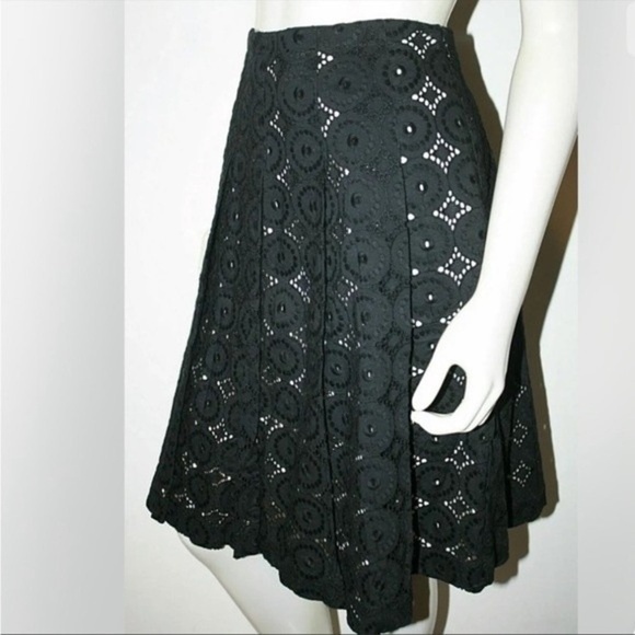 Banana republic black cotton eyelet pleated skirt size‎ 6p - Picture 1 of 9